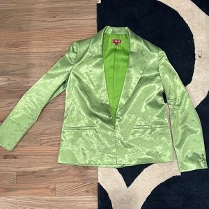 Staud Green Satin Blazer